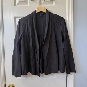 EILEEN FISHER Petite Charcoal Gray Open Front Cardigan Sweater P S